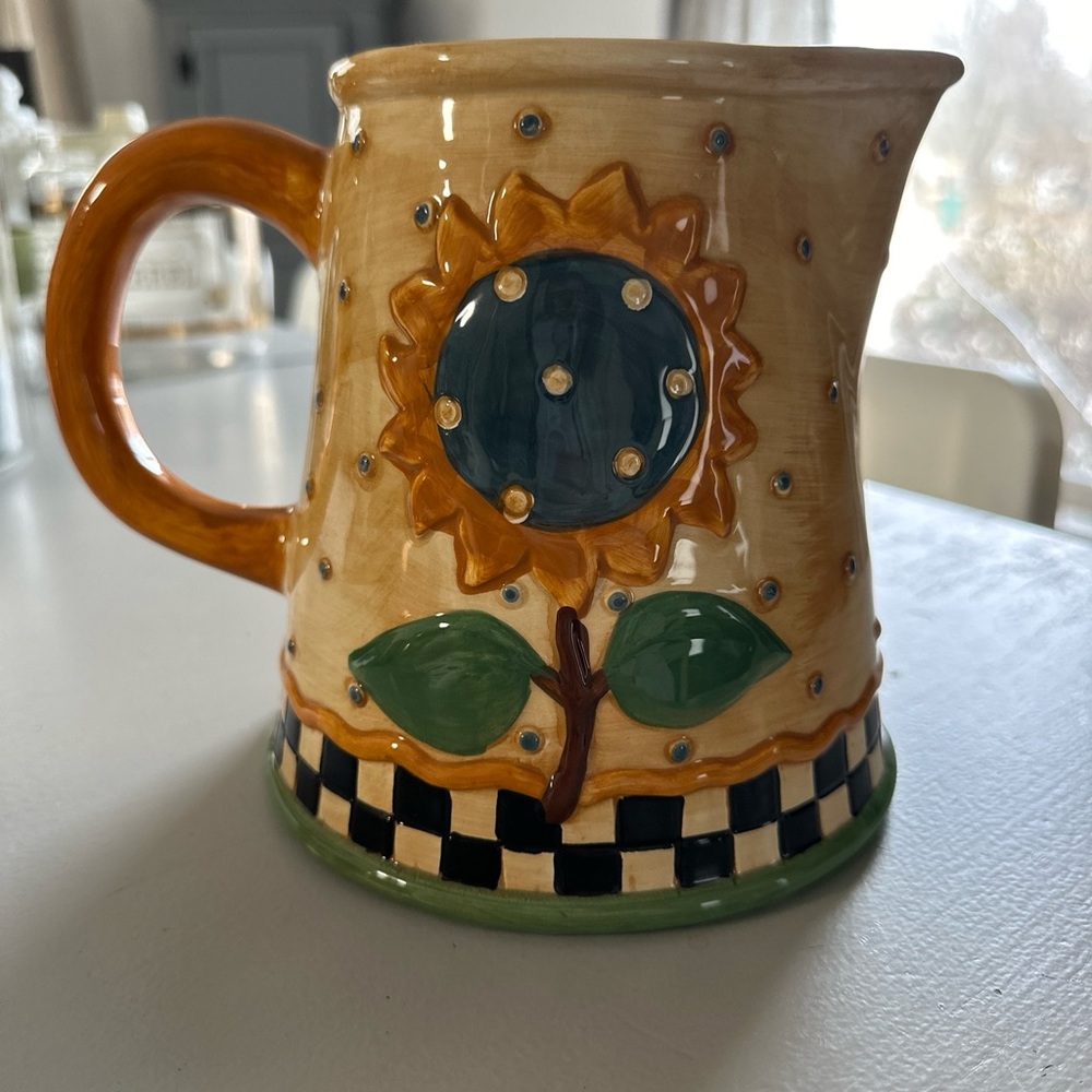 Sakura Debbie Mumm 1998 Ceramic Earthenware Sunflower Pitcher